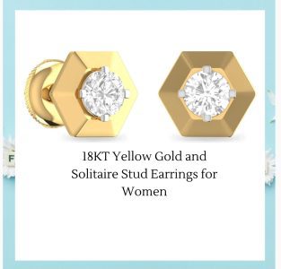 18KT Yellow Gold and Solitaire Stud Earrings _OOOER01130DD-FX.
