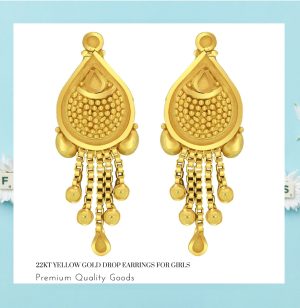  (22KT) Yellow Gold Drop Earrings for girls _ BN11199514.