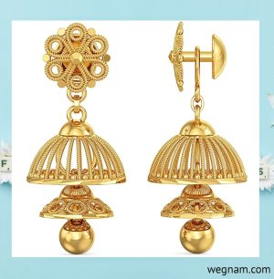 (22kt) Yellow Gold Jhumki Earrings designs for girls_ BN11160703.