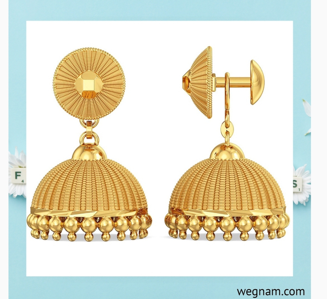 22kt Pure yellow gold jhumki earrings designs for women.