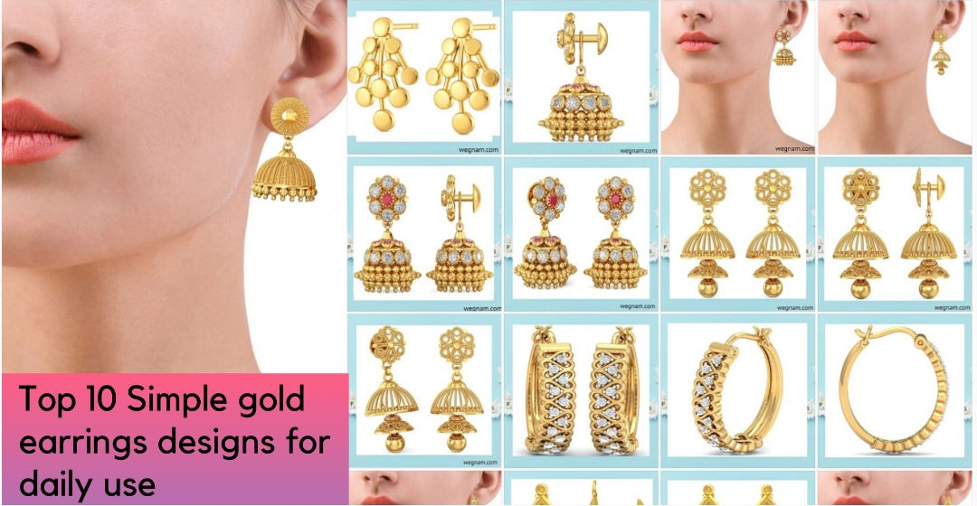 Simple gold earrings designs for daily use.