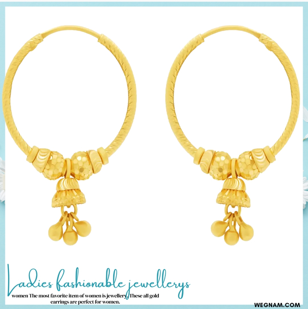 22Kt (750) ring shape Gold Earrings designs for daily use.