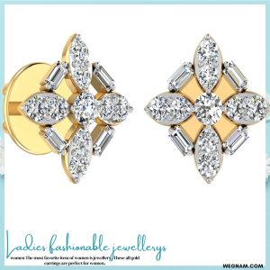Small Gold & Diamond Earrings for daily Use.