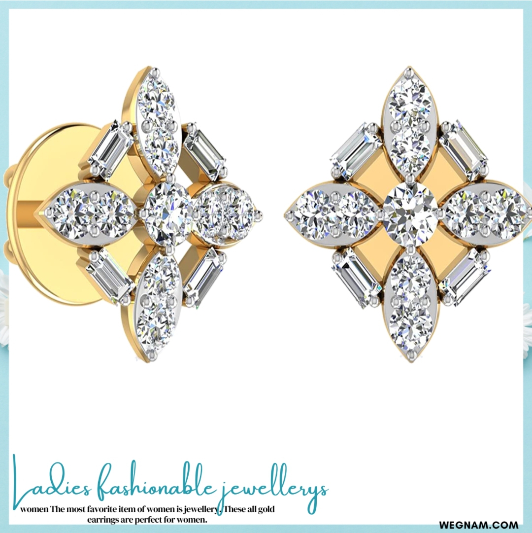Small Gold & Diamond Earrings for daily Use.