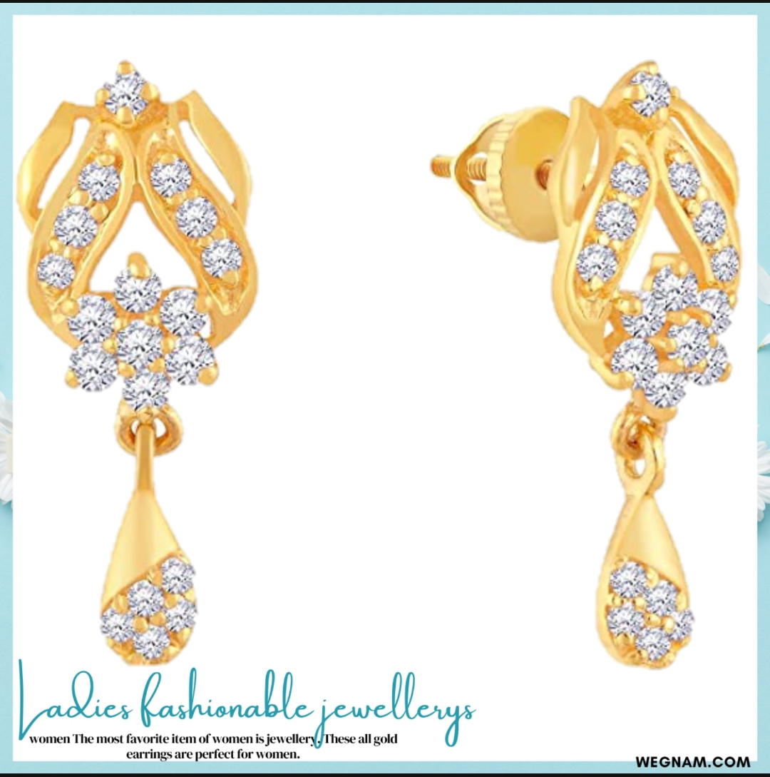 22kt (916) gold (0.95) carats shiny diamond  stud earrings.