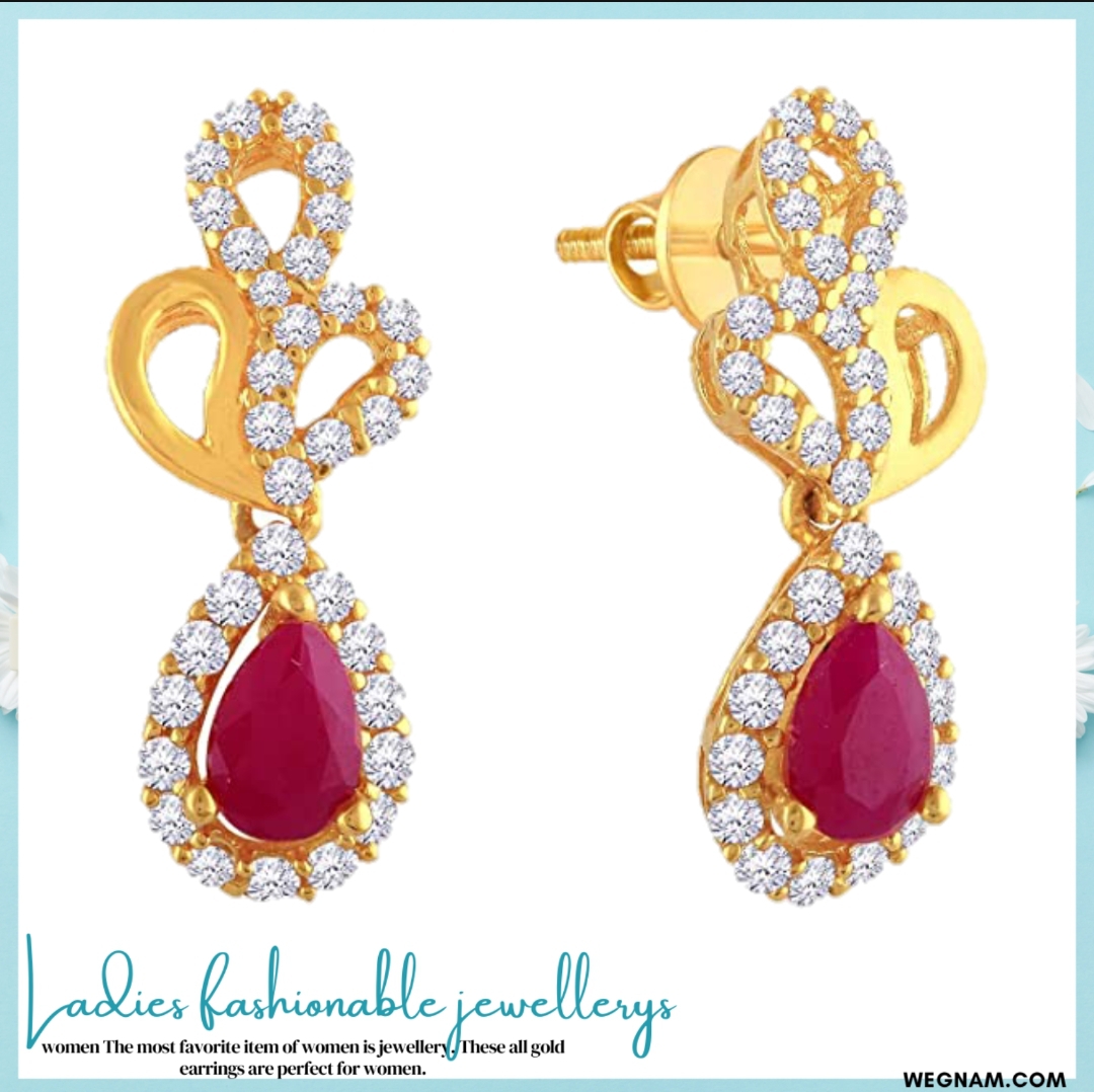 Malabar 22kt (916) Gold antique earrings designs for girls/