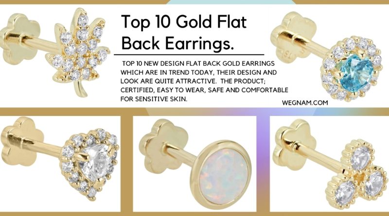 Flat back earrings gold